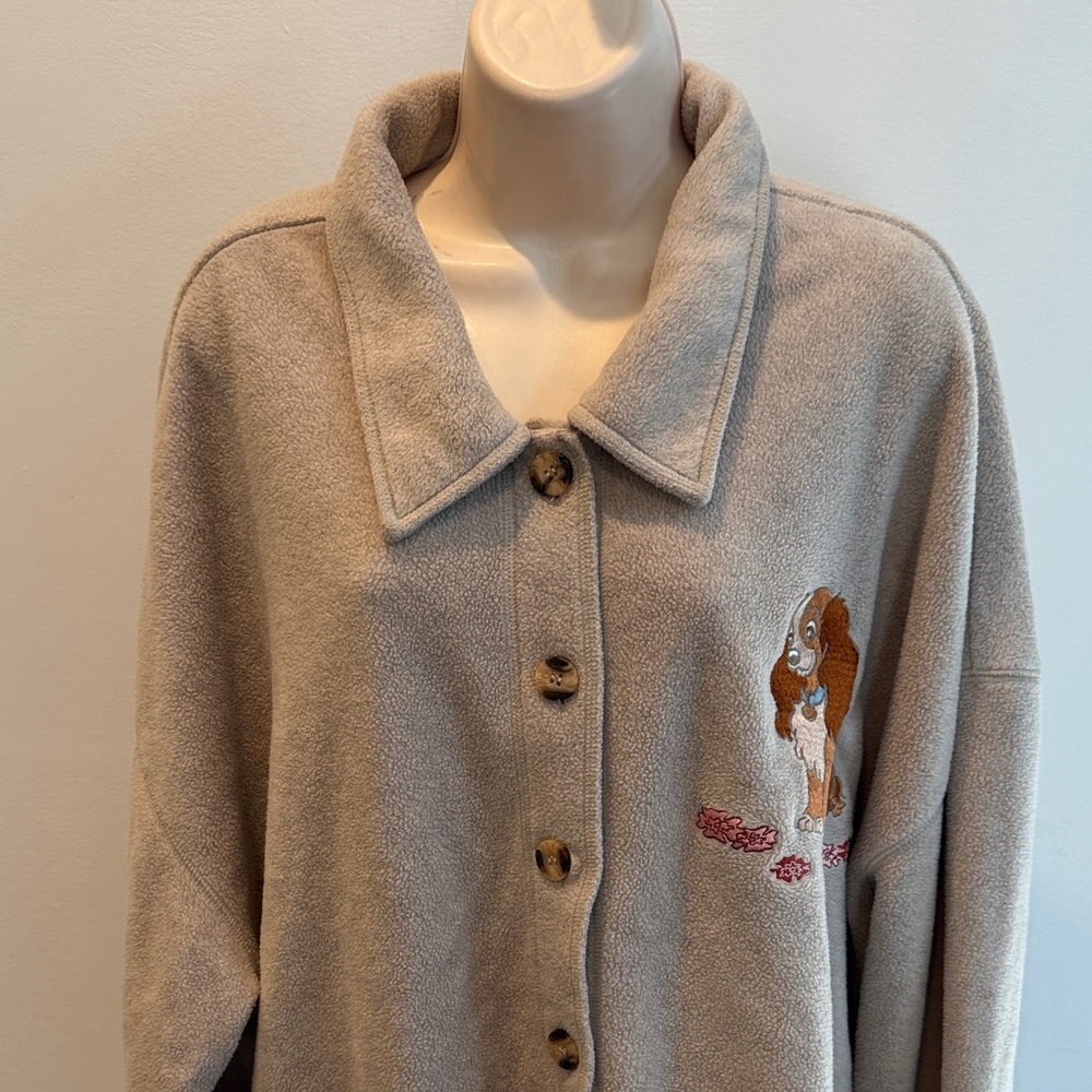 Disney Tan Teddy Jacket with Embroidered Characters Vintage Button Up Size 3X? - Picture 2 of 9